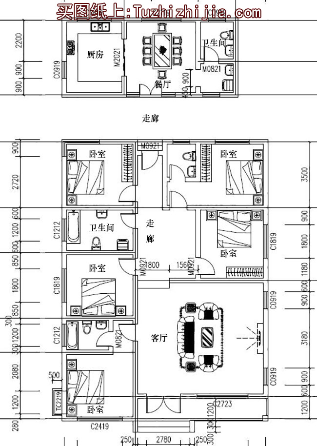 196平方米乡村一层万博manbetx官网客户端下载CAD万博manbetx苹果app纸带效果图,11X21米