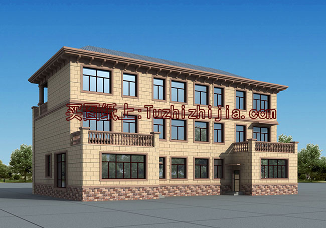 双拼豪华高端三层别墅设计图,外观效果图大气