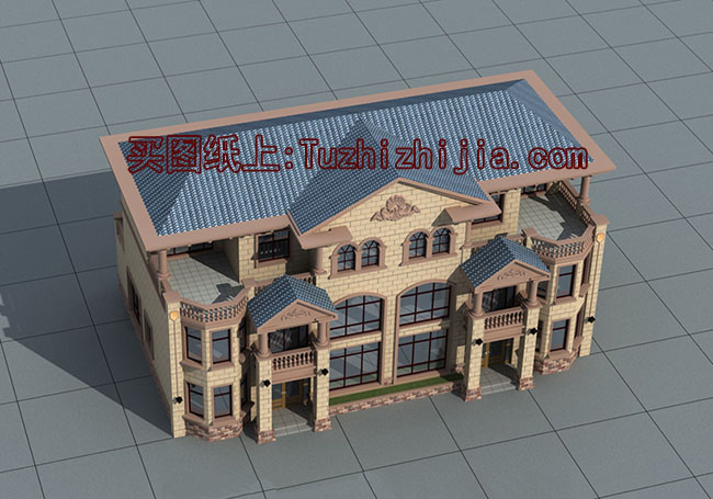 双拼豪华高端三层别墅设计图,外观效果图大气