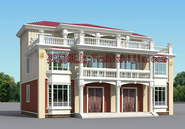 新中式三层双拼别墅设计图,外观图片美观、大气