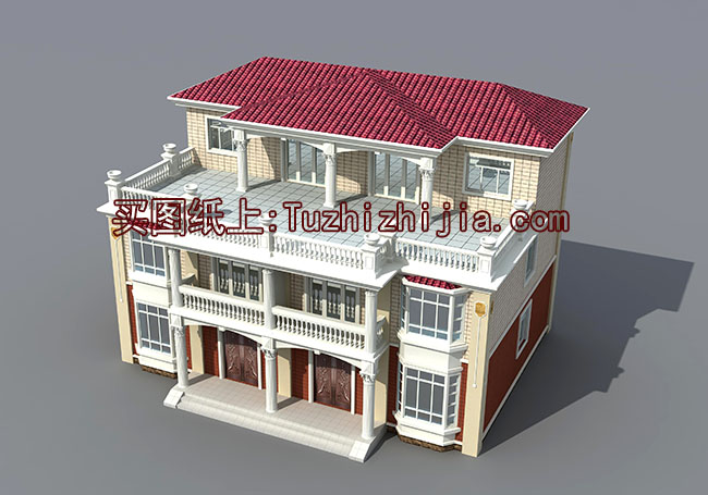 新中式三层双拼别墅设计图,外观图片美观、大气