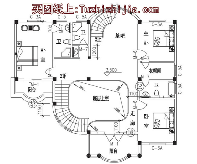 四层(三层半)豪华欧式别墅房屋设计图,外观高端、大气