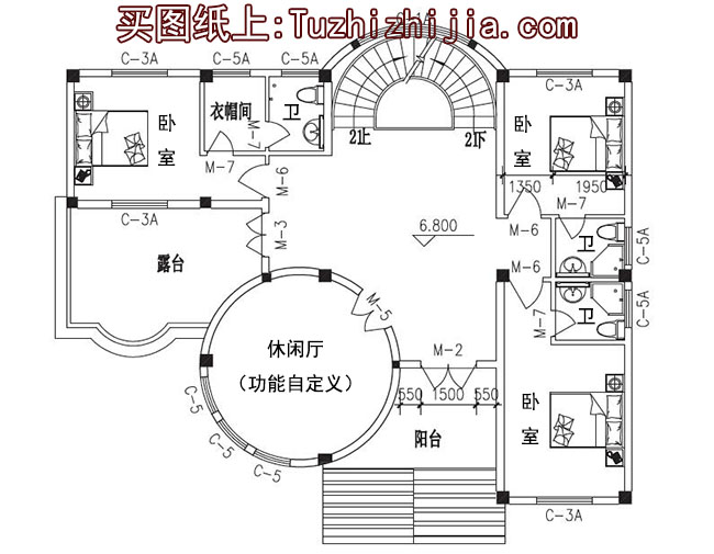 四层(三层半)豪华欧式别墅房屋设计图,外观高端、大气