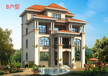 简欧复式四层别墅房屋设计图,外观图高端、大气