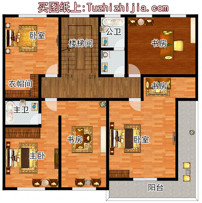 高端大气四层复式别墅房屋设计图,含外观效果图