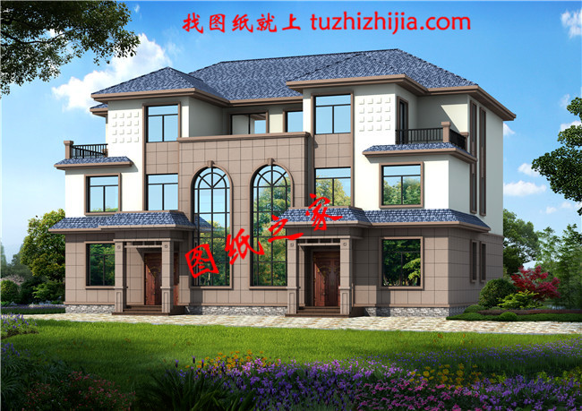 2018最新兄弟双拼别墅设计图纸,单户130平米左右,经典的简欧式风格