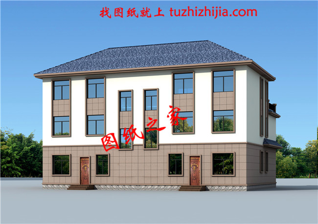 2018最新兄弟双拼别墅设计图纸,单户130平米左右,经典的简欧式风格