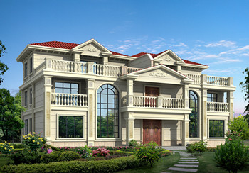 三层兄弟双拼别墅设计图,外观大气漂亮,颜色搭