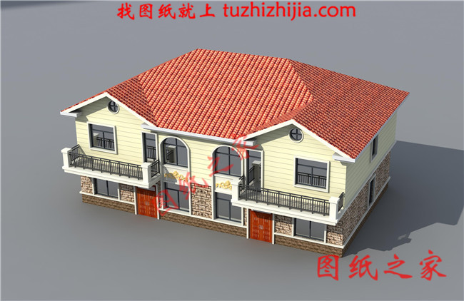 简单实用二层双拼楼房设计图,造价30万左右,双拼别墅