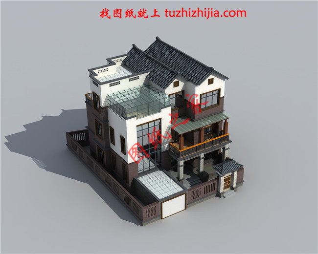 新中式农村三层楼房设计图,带地下室,主体建筑面积110