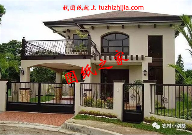 农村18万元二层小楼图,带开放式车库