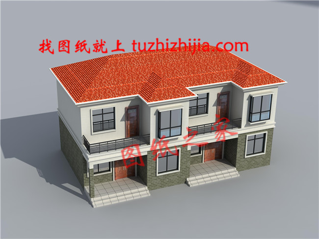 简单实用的二层双拼别墅设计图,占地150平米左右,双拼房屋