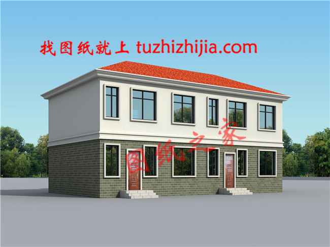 简单实用的二层双拼别墅设计图,占地150平米左右,双拼房屋