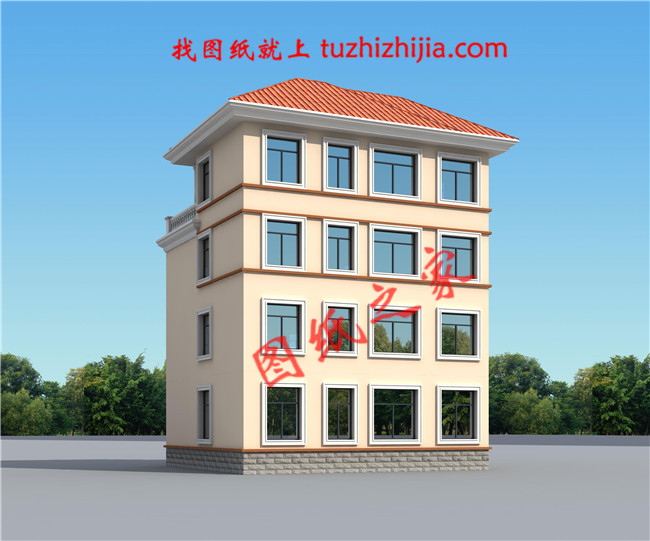 带车库四层别墅外观效果图及设计图纸,户型方正通透