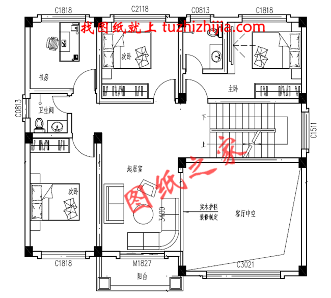 带车库四层别墅外观效果图及设计图纸,户型方正通透