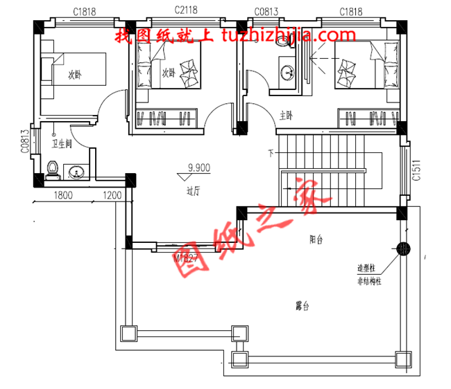 带车库四层别墅外观效果图及设计图纸,户型方正通透