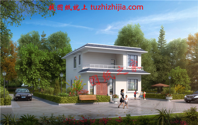 10万内2层小洋楼设计图,平屋顶,户型设计合理