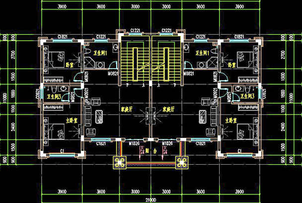 共用中堂双拼兄弟三层别墅设计图,简欧式风格