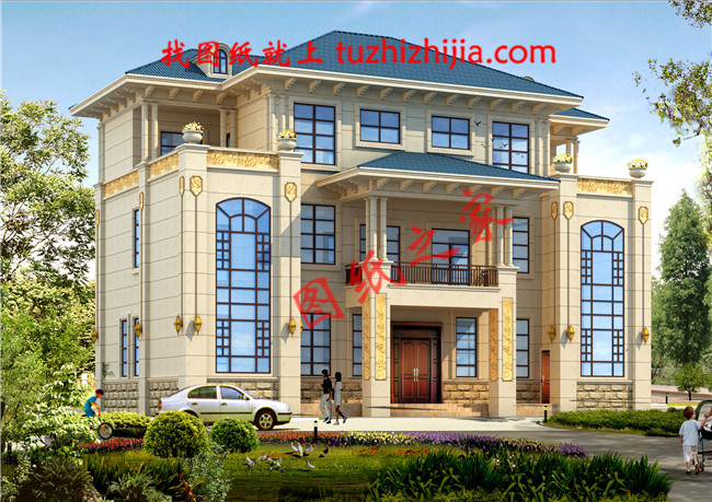 共用中堂双拼兄弟三层别墅设计图,简欧式风格