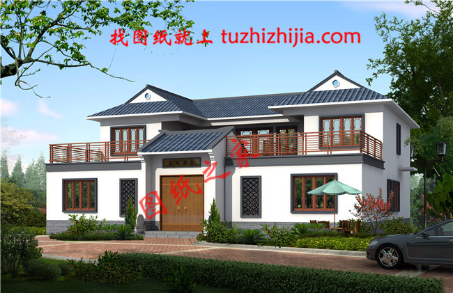 农村小型四合院设计效果图及施工图,四面建房