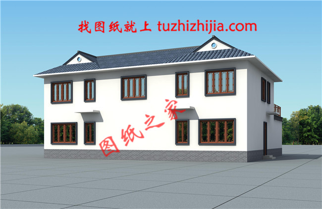 农村小型四合院设计效果图及施工图,四面建房