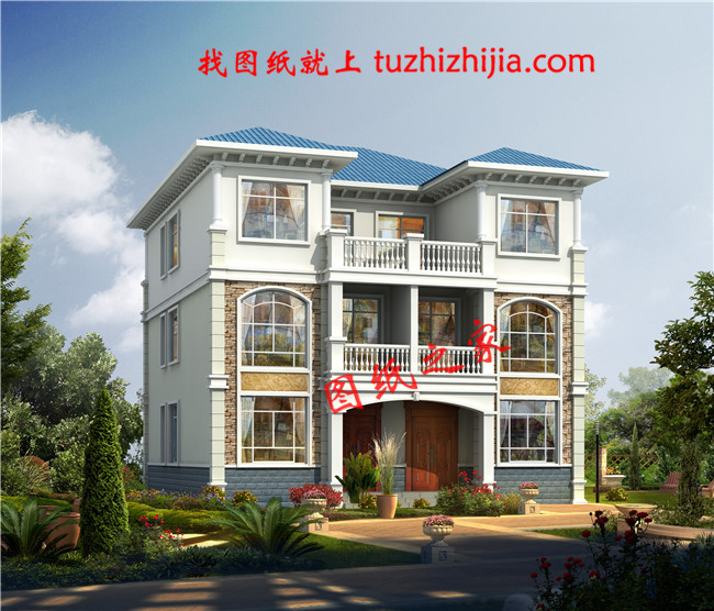 三层双拼别墅效果图及户型图,占地150平米