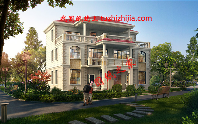 2019新款农村三层双拼自建房设计图,占地150平米左右,单户75平米