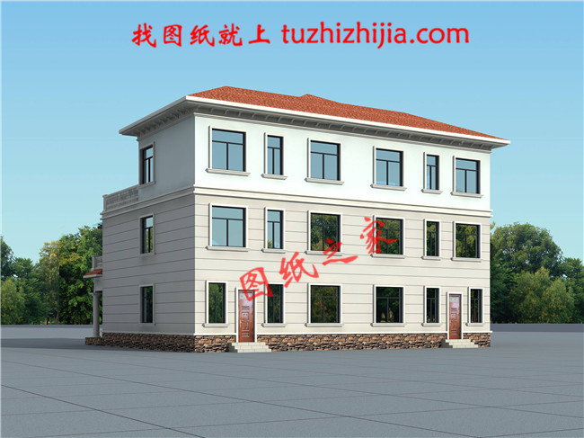 经典三层双拼房屋设计图,带效果图,户型好,单户面积120