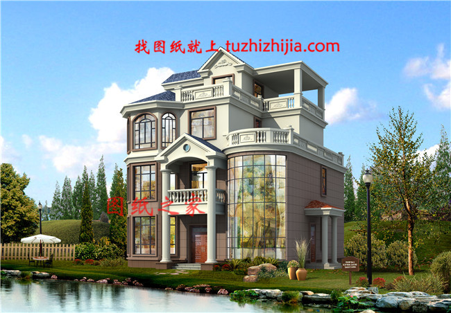 2019新款四层楼房设计图,占地120平方米左右,客厅中空