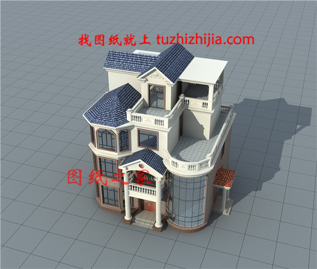 2019新款四层楼房设计图,占地120平方米左右,客厅中空