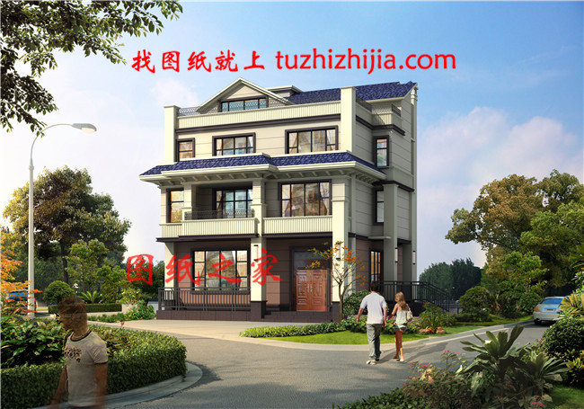 经典实用95平米农村自建四层小别墅,带电梯