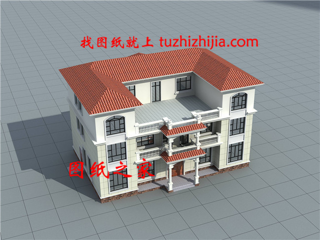 堂屋共用的三层双拼别墅设计图,总占地面积245平米