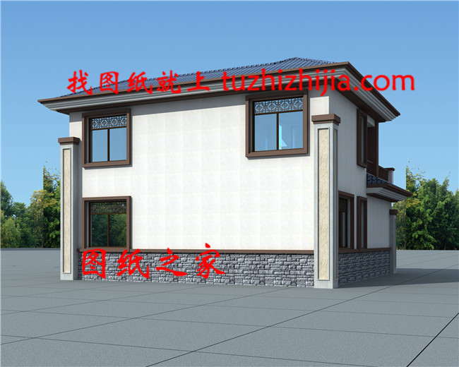 20万左右新中式二层别墅设计图,对称设计,顶层大露台