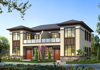 新中式二层双拼楼房设计图,单户面积100平米左右,实用美观