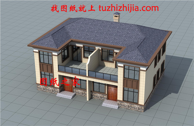 200平米新中式二层双拼楼房设计图,实用美观,单户面积100平米