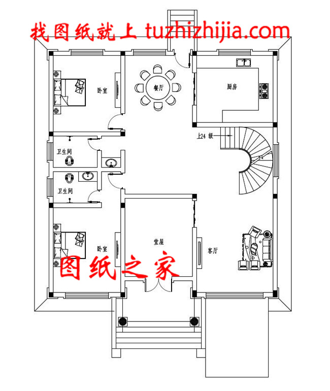 农村三间三层豪宅设计图,自建别墅推荐户型,带地下室