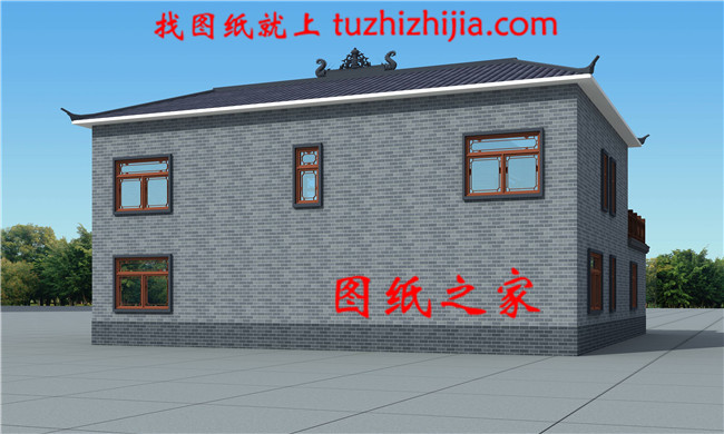 2019新款二层四合院别墅设计图,带露台设计