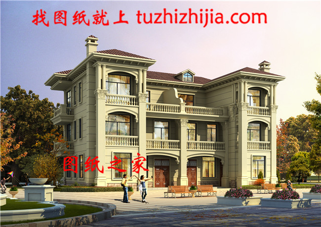 17X12米三层双拼别墅设计图,欧式风格