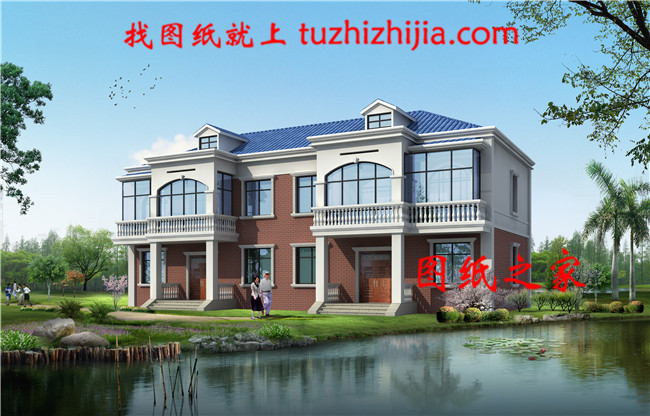 占地220㎡二层双拼自建别墅,屋顶带老虎窗