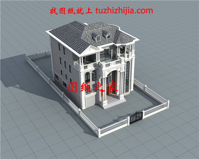 四层豪华欧式别墅设计图纸,带效果图和全套施工图