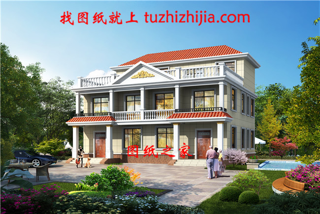 农村三层兄弟双拼别墅设计图效果图,14X12米