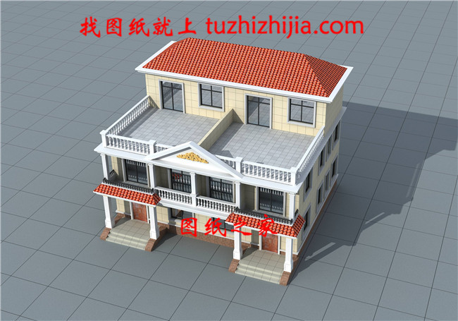 农村三层兄弟双拼别墅设计图效果图,14X12米