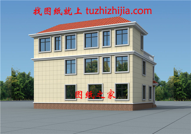 农村三层兄弟双拼别墅设计图效果图,14X12米