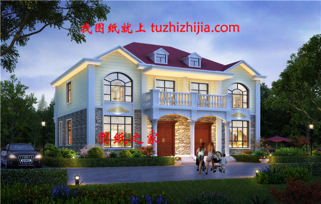 乡村二层小面积双拼房屋住宅设计图,造价低,面积小