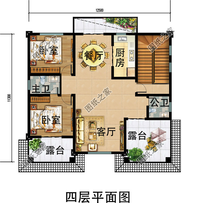 四层简单新农村房屋设计图纸,造价低,适合农村自建