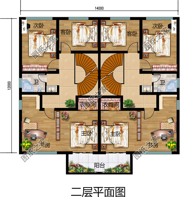 农村简单双拼小户型,总面积190平方米,合理的利用了每一个空间