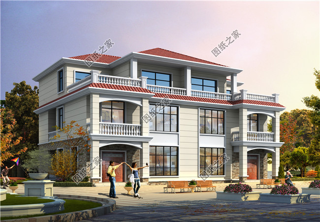 最新三层别墅设计图,欧式双拼奢华大气