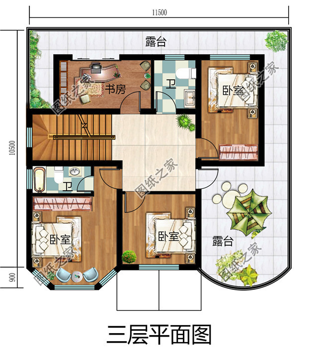 2020新款四层楼房设计图,占地120平方米左右,客厅中空