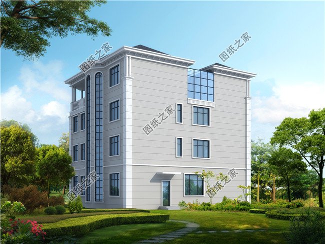 新款农村四层复式别墅设计图纸及效果图,外立面清新别致