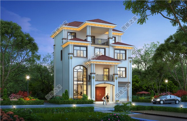 简欧式四层农村自建房别墅设计图效果图,户型方正大气